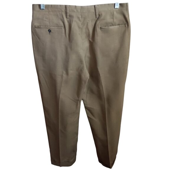 34x27 Men's Vintage Trousers 1960's Haggar Snug-Duds Khaki Flat-Front Mod Pants - Picture 2 of 8